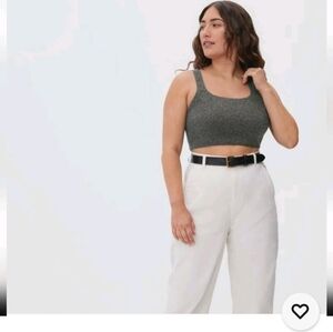 Women's Everlane Charcoal Crop Tank Top Festival Coastal Cowgirl Boho Grunge